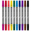 Фломастеры двусторонние BRAUBERG "PREMIUM" "DUAL-TIP", 10 шт., 10 цветов, два наконечника, картонная коробка с европодвесом, 151946