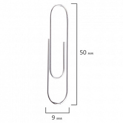 Скрепки большие EXTRA BRAUBERG 50 мм никелированные 50 штук, 271314