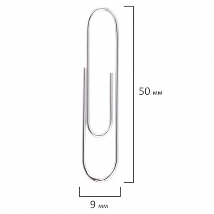 Скрепки большие EXTRA BRAUBERG 50 мм никелированные 50 штук, 271314