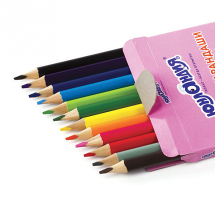 Карандаши цветные ЮНЛАНДИЯ "СЛАДКИЕ ИСТОРИИ", 12 цветов, трехгранные заточенные, 181393