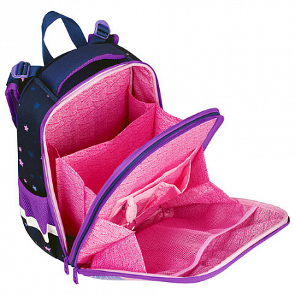 Ранец BRAUBERG PREMIUM, 2 отделения, с брелком, "Shining butterflies", блестки, 38х29х16 см, 274393