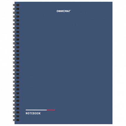 Тетрадь А5, 96 л., ОФИСМАГ, гребень, клетка, обложка картон, СИНЯЯ, 405639