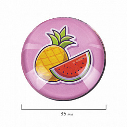 Магниты стеклянные 35 мм для досок магнитно-маркерных НАБОР 6 шт., "3D Street Food" BRAUBERG KIDS, круглые, блистер, 272515