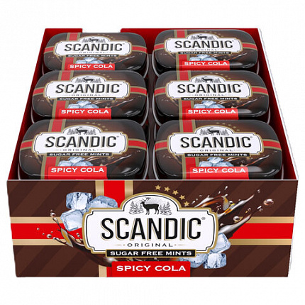 Драже освежающие SCANDIC без сахара со вкусом "Кола", 14 г., 4603766425511