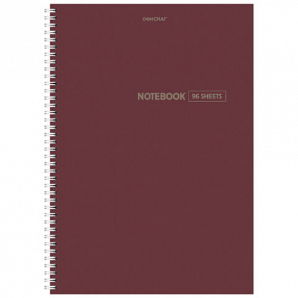Тетрадь А4, 96 л., ОФИСМАГ, гребень, клетка, обложка картон, МОРАНДИ, 405635