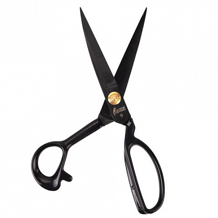 Ножницы портновские 240 мм, КЛАССИЧЕСКИЕ, черные, ручки с силиконовым покрытием, ОСТРОВ СОКРОВИЩ, 665598