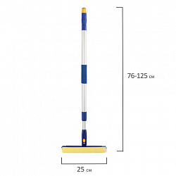 Окномойка LAIMA вращающаяся, телескопическая ручка, рабочая часть 25 см (стяжка, губка, ручка), для дома и офиса, 601494