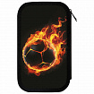 Пенал ЮНЛАНДИЯ, 3 отделения, картон с эффектом soft-touch, 19х11 см, "Fire ball", 273501