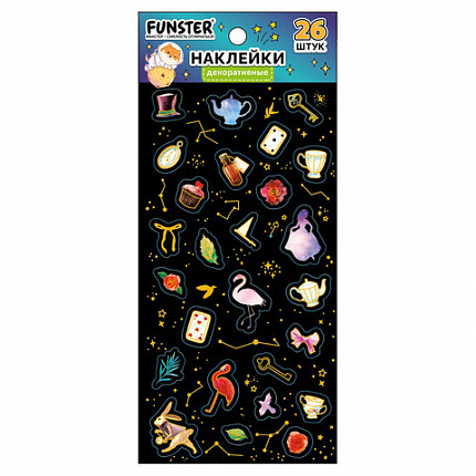 Наклейки декоративные "Black edition", 17,5х9 см, ассорти 6 видов, FUNSTER (ФАНСТЕР), 666100