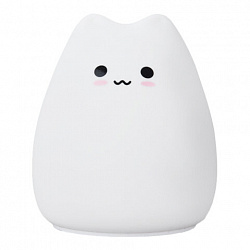 Ночник силиконовый LED "Котик" 90x89x102 мм, белый свет/RGB, таймер, USB, аккумулятор 400 мАч, DASWERK (ДАСВЕРК), 238935