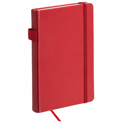 Блокнот А5 135x212мм BRAUBERG "Soft touch" под кожу, резинка, держатель, 80л клетка, розовый, 117148