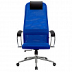 Кресло офисное МЕТТА "SU-B-8" хром, ткань-сетка, сиденье мягкое, синее