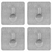 Крючки самоклеящиеся универсальные 4,5x4,5 см, КОМПЛЕКТ 4 шт., сталь, серебристые, LAIMA Home, 608785