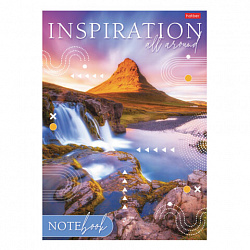 Тетрадь А4 80 л., HATBER, скоба, линия, глянцевая ламинация, тиснение, "Вдохновение вокруг" (микс), 083173, 80Т4лтВ2