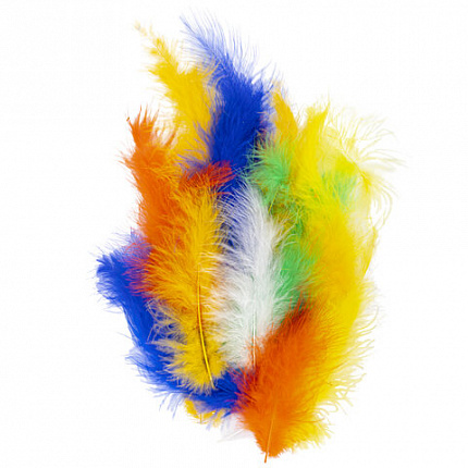 Перья декоративные страусиные, 10-12 см, 24 шт., 6 цветов, яркие, ассорти, ОСТРОВ СОКРОВИЩ, 661378