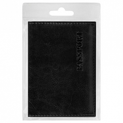 Обложка для паспорта STAFF "Profit", экокожа, мягкая изолоновая вставка, "PASSPORT", черная, 237183