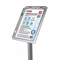 Рамка на стойке для рекламы (210х297 мм), А4, алюминиевая, прижимные стороны, BRAUBERG, 232208