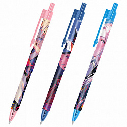 Ручка шариковая автоматическая с принтом FUNSTER (ФАНСТЕР) "ANIME", корпус soft-touch, СИНЯЯ, узел 0,7 мм, линия письма 0,35 мм, 144406