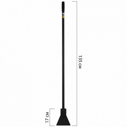 Ледоруб-топор шириной 16 см, ВЕС 1,6 кг, металлическая ручка 135 см, D=25 мм, УСИЛЕННЫЙ, черная порошковая окраска, ГРАНДМАСТЕР, 700345