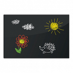 Доска магнитно-маркерная стеклянная 60х90 см, 3 магнита, ЧЕРНАЯ, BRAUBERG, 236748