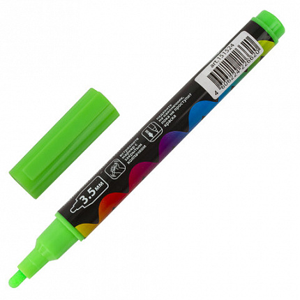 Маркер меловой "POP-ART" ЗЕЛЕНЫЙ, 3,5 мм, стираемый, для гладких поверхностей, BRAUBERG, 151524