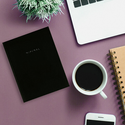 Блокнот МАЛЫЙ ФОРМАТ 110х147 мм, А6, 80 л., твердый, клетка, BRAUBERG "Minimal", черный, 116444