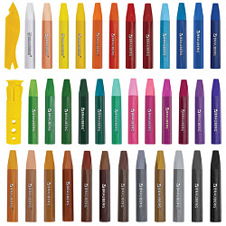 Пастель масляная восковые мелки утолщенные 36 цветов с точилкой, держателем и стеком, BRAUBERG PREMIUM, 272713