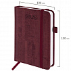 Ежедневник датированный 2026 МАЛЫЙ ФОРМАТ 100х150 мм, А6, BRAUBERG Wood, под кожу, бордовый, 117265