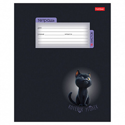 Тетрадь 18 л., HATBER клетка, обложка картон, "Котенок уголек" (микс в спайке), 091435, 18Т5В1