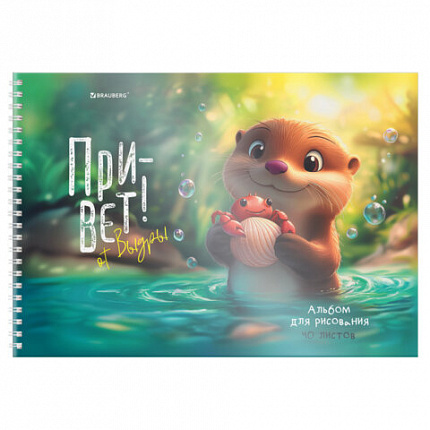 Альбом для рисования, пластиковая обложка, А4 40 л., гребень, BRAUBERG, 210х297мм, АССОРТИ-2 (8 видов), 107683