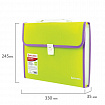 Папка-портфель пластиковая BRAUBERG "JOY", А4 (330х245х35 мм), 13 отделений, с окантовкой, салатовая, 227974