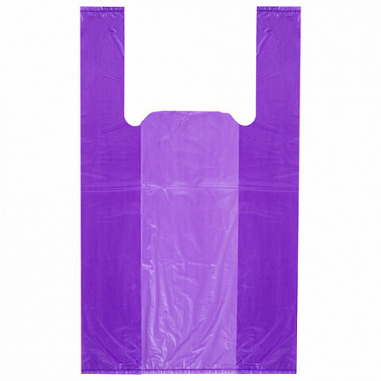 Пакет "майка" КОМПЛЕКТ 100 штук, 25+13х44, ПНД фиолетовый, 13 мкм, LAIMA, 700795