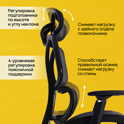 Кресло BRABIX PREMIUM "ER-700", подножка, слайдер, синхромеханизм, сетка, черное, 532947