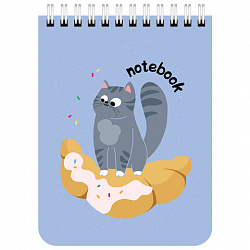 Блокнот МАЛЫЙ ФОРМАТ А6 108х145 мм, 40 л., гребень, картон, клетка, BRAUBERG KIDS, "Котики", 114396