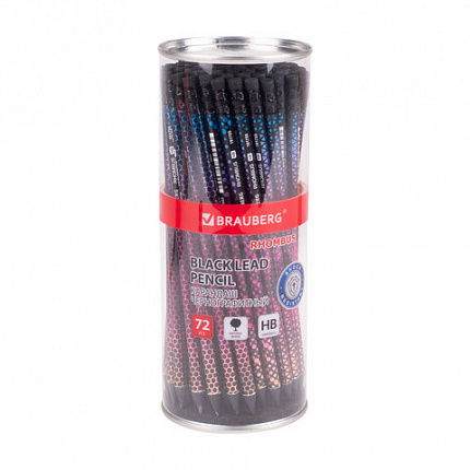 Карандаш чернографитный BRAUBERG "RHOMBUS", 1 шт., HB, с ластиком, корпус ассорти, 181755