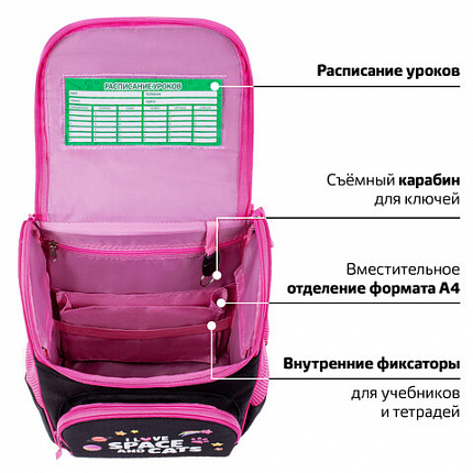 Ранец ПИФАГОР BASIC, 1 отделение, 3 кармана, эргономичная спинка, "Черный кот", 35х28х18 см, 273134