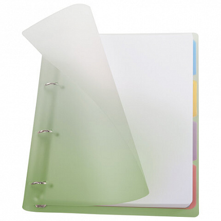 Тетрадь на кольцах БОЛЬШАЯ 305х230мм А4, 120л, пластик, с разделителями, BRAUBERG, Зеленый, 404625