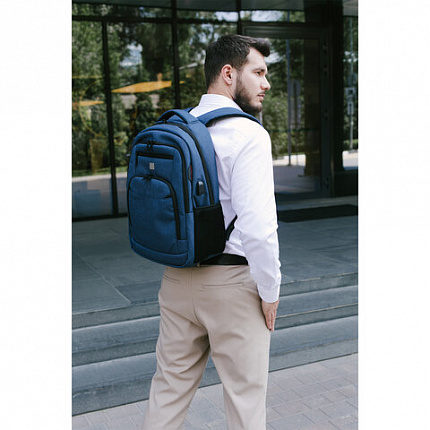 Рюкзак HEIKKI SECURE (ХЕЙКИ) универсальный, 2 отделения, отделение для ноутбука, синий, 46x31x19 см, 273896