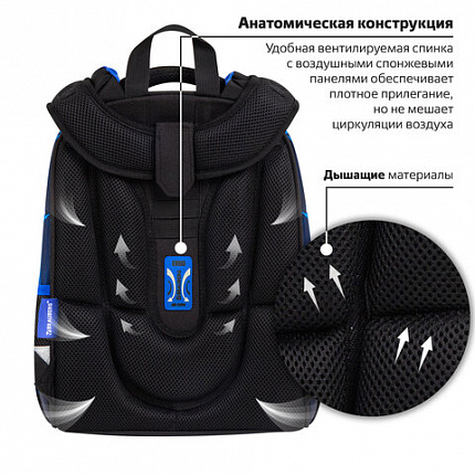 Ранец BRAUBERG PREMIUM, 2 отделения, с брелком, "Кибер-лава", СВЕТЯЩИЙСЯ, 38х29х16 см, 272015