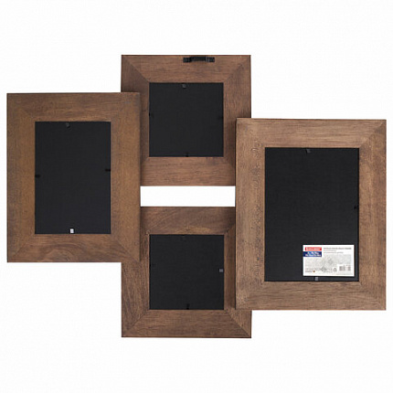 Рамка из мангового дерева BRAUBERG LOFT QUAD, фото разного размера, акриловый экран, 52х39 см, 391283