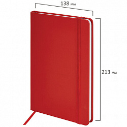 Блокнот А5 138x213 мм, BRAUBERG "Basic", под кожу, 80 л., клетка, красный, 116228
