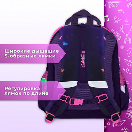 Ранец BRAUBERG KIDS STANDARD, 2 отделения, Curious cat, 36х28х14 см, 273145