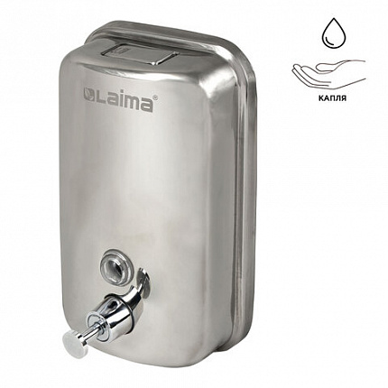 Дозатор для жидкого мыла LAIMA BASIC, 1 л, нержавеющая сталь, зеркальный, 601796