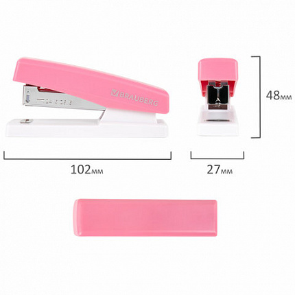 Степлер №24/6, 26/6 BRAUBERG "STYLE", до 25 листов, ассорти, 272748