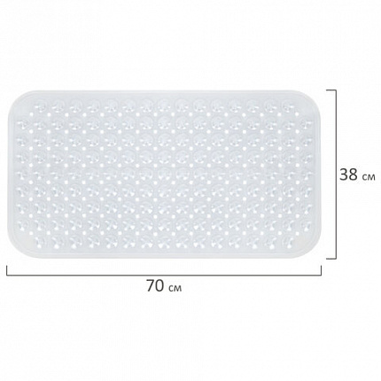 Коврик для ванны противоскользящий 70х38 см, "Полусферы", прозрачный, ПВХ, присоски, PRIMILA (ПРИМИЛА), 700382