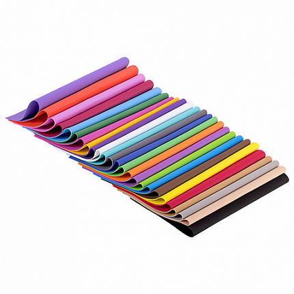 Пористая резина/фоамиран А4, 1 мм, НАБОР, 25 листов, 25 цветов, яркие цвета, ОСТРОВ СОКРОВИЩ, 665098