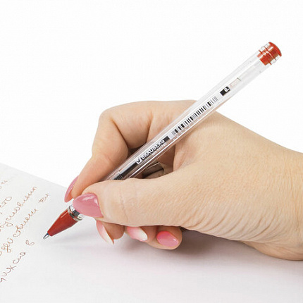 Ручка шариковая масляная BRAUBERG "Rite-Oil", КРАСНАЯ, корпус прозрачный, узел 0,7 мм, линия письма 0,35 мм, 142148