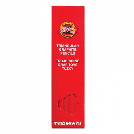 Карандаш чернографитный KOH-I-NOOR, 1 шт., "Triograph", B, трехгранный, без резинки, корпус красный, заточенный, 1802001001KSRU