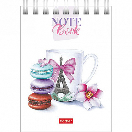 Блокнот МАЛЫЙ ФОРМАТ А7 75х105 мм, 60 л., гребень, картон, клетка, HATBER "Happy time", 066624, 60Б7В1гр