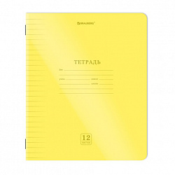 Тетрадь пластиковая обложка (НЕОН) 12 листов, линия, BRAUBERG "Smart Cover", АССОРТИ (микс в спайке), 405026
